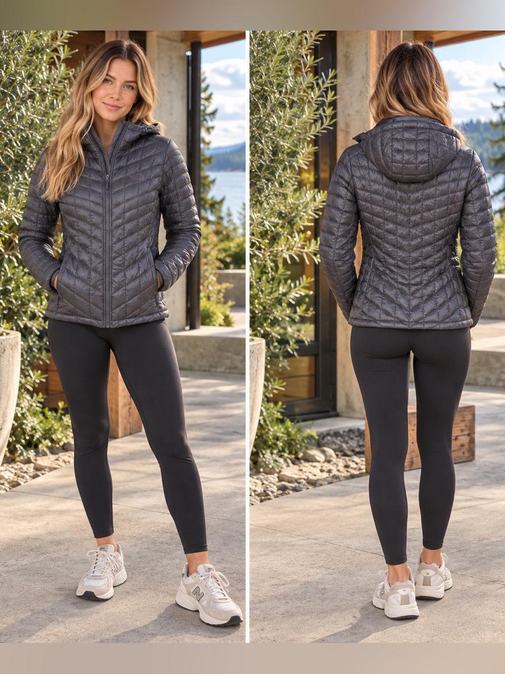 The North Face Women’s Small Thermoball Hooded Puffer Jacket Gray NF00CTL3